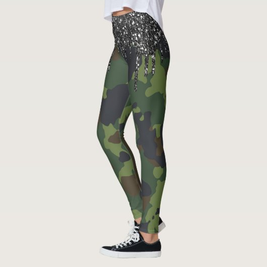 Glitzer Tropfen Camouflage Camouflage Muster Milit Leggings (Links)