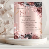 Glitzer Tropfen Chic Floral 80. Geburtstag Einladung