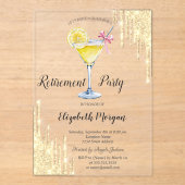 Glitzer-Tropfen, Cocktail, Goldene Rente Acryleinladungen (Vorderseite)