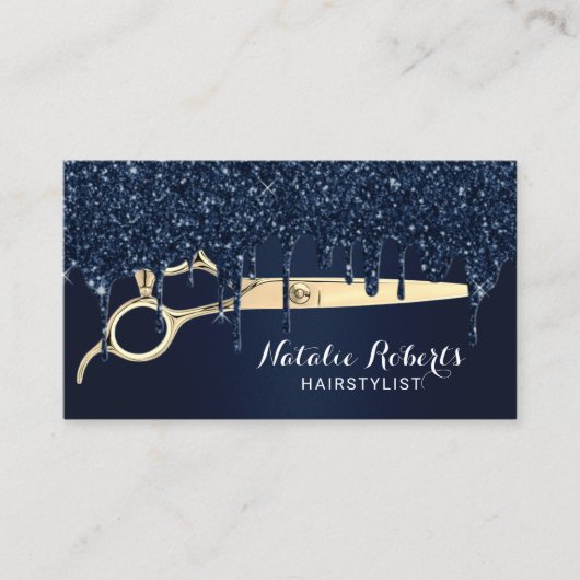 Glitzer-Tropfen der Hochseeflotte, Goldschere Salo Visitenkarte (Vorderseite)