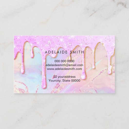 Glitzer Tropfen Design Visitenkarte (Rückseite)