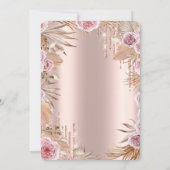 Glitzer Tropfen Dress Pampas Blume Quinceañera Einladung (Rückseite)