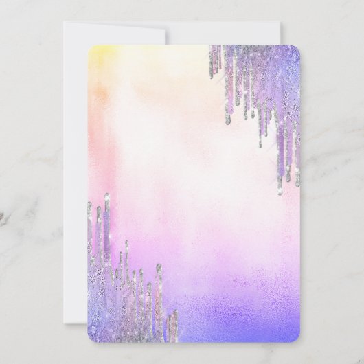 Glitzer Tropfen Eiffelturm Metallic Sweet 16 Einladung (Rückseite)