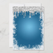 Glitzer-Tropfen, Eiffelturm, Schneeflocke Quinceñe Einladung (Rückseite)