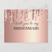 Glitzer Tropfen Elegant werden Sie mein Bridesmaid Postkarte (Vorderseite)