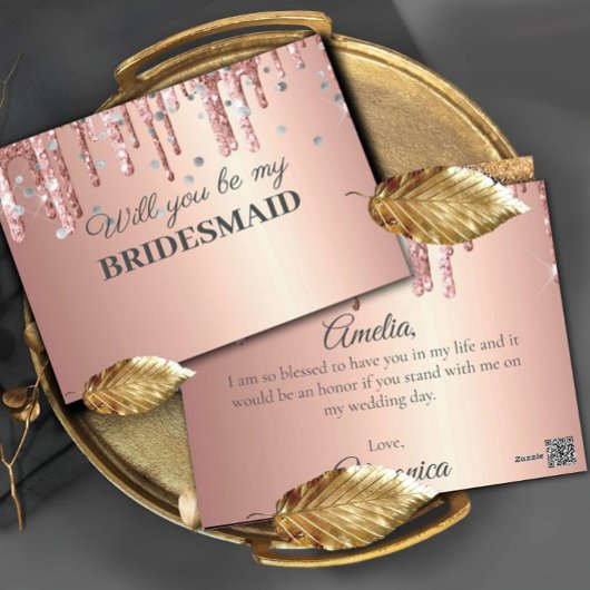 Glitzer Tropfen Elegant werden Sie mein Bridesmaid Postkarte