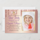 Glitzer Tropfen Elegantes Foto Erste Kommune Einladung (Vorderseite)