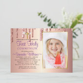 Glitzer Tropfen Elegantes Foto Erste Kommune Einladung (Stehend Vorderseite)