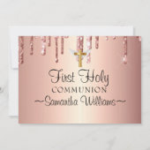 Glitzer Tropfen Elegantes Foto Erste Kommune Einladung (Rückseite)