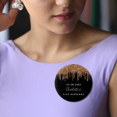 Glitzer-Tropfen für Birthday-Schwarzgold Button