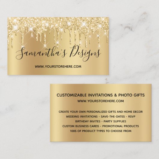 Glitzer-Tropfen für Pale Ombre Online Store Visitenkarte (Vorne/Hinten)