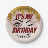 Glitzer Tropfen Geburtstag 18. Geburtstag | 21. | Pappteller (Vorderseite)