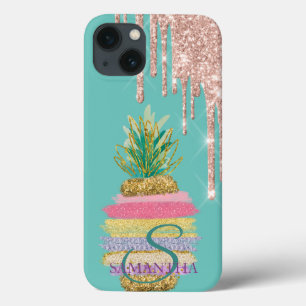 Glitzer Tropfen Gestreifte Ananas Minze Grün Case-Mate iPhone Hülle