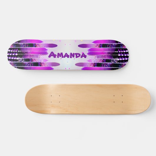 Glitzer Tropfen Girly Name Personalisiert Skateboa Skateboard (Horizontal)