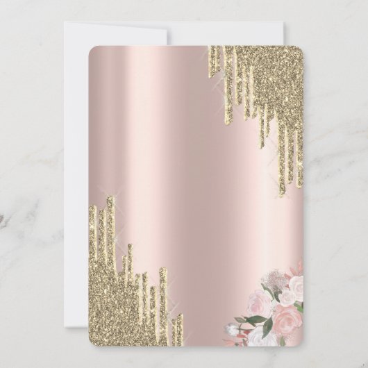 Glitzer-Tropfen, Glas, Brunch und Bubbly-Brautpart Einladung (Rückseite)