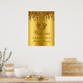 Glitzer Tropfen Gold Feet Babydusche Begrüßungszei Poster (Küche)