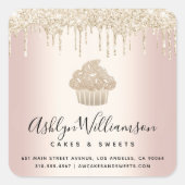 Glitzer-Tropfen, Goldcreme, , Koch, Backwaren Quadratischer Aufkleber (Vorderseite)