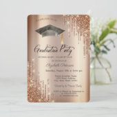 Glitzer Tropfen, Grad Cap Abschluss Einladung (Stehend Vorderseite)