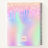 Glitzer Tropfen holografische Einhornmädchen rosa  Notizblock (Rückseite)