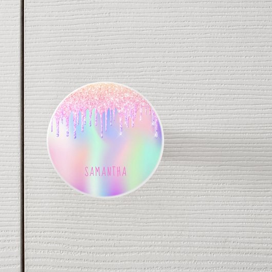 Glitzer Tropfen in Einhornfarbe Keramikknauf