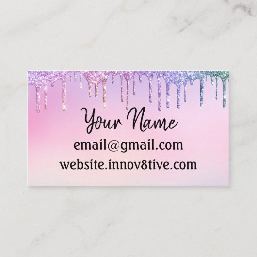 Glitzer Tropfen Innov8tive Posh-Visitenkarte Visitenkarte (Rückseite)