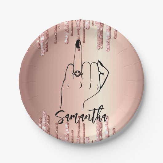 Glitzer Tropfen Junggeselinnen-Abschied | BRAUTPAR Pappteller (Vorderseite)