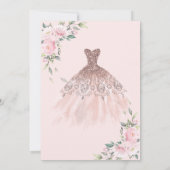Glitzer Tropfen, Kleid, Blume Rosa Süße 16 Einladung (Rückseite)