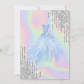 Glitzer-Tropfen, Kleid, Eiffelturm Opal Sweet 16 Einladung (Rückseite)