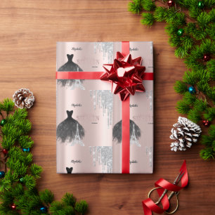 Glitzer Tropfen, Kleid, Eiffelturm Süß 16 Geschenkpapier