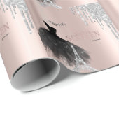 Glitzer Tropfen, Kleid, Eiffelturm Süß 16 Geschenkpapier (Rolleneckpunkt)