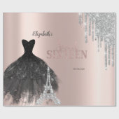 Glitzer Tropfen, Kleid, Eiffelturm Süß 16 Geschenkpapier (Flach)