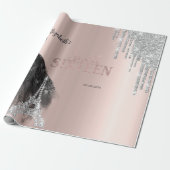 Glitzer Tropfen, Kleid, Eiffelturm Süß 16 Geschenkpapier (Ungerollt)