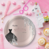 Glitzer Tropfen, Kleid, Eiffelturm Süß 16 Pappteller (Party)