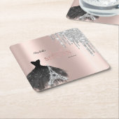 Glitzer Tropfen, Kleid, Eiffelturm Süß 16 Rechteckiger Pappuntersetzer (angewinkelt)