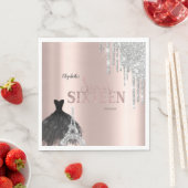 Glitzer Tropfen, Kleid, Eiffelturm Süß 16 Serviette (Beispiel)