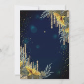 Glitzer Tropfen, Kleid, Sonnenblumen Blau 60. Gebu Einladung (Rückseite)