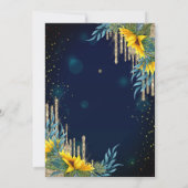 Glitzer-Tropfen, Kleid, Sonnenblumen Blauer Sweet  Einladung (Rückseite)