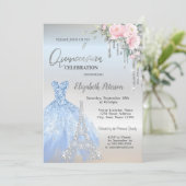 Glitzer Tropfen, Kleidung, Eiffelturm Rose Quincea Einladung (Stehend Vorderseite)