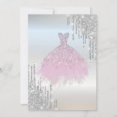 Glitzer-Tropfen, Lavander-Kleid, Eiffel Quinceañer Einladung (Rückseite)