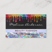 Glitzer Tropfen | Leather Bokeh | Mode Visitenkarte (Vorderseite)