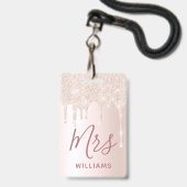 Glitzer Tropfen Lehrer Individuelle Name Lanyard I Ausweis (Front with Lanyard)