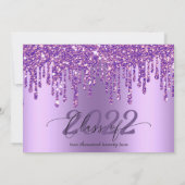 Glitzer Tropfen Lila Abschluss Foto Einladung (Rückseite)