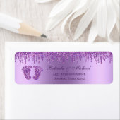 Glitzer Tropfen Lila Baby Feet Babydusche Anschrif (Insitu)