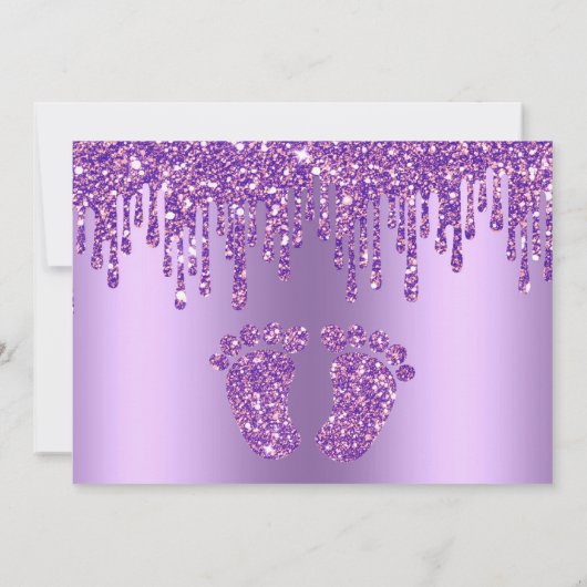 Glitzer Tropfen Lila Babyfütterung Dankeschön Kart Dankeskarte (Rückseite)