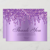 Glitzer Tropfen Lila Babyfütterung Dankeschön Kart Dankeskarte (Vorne/Hinten)