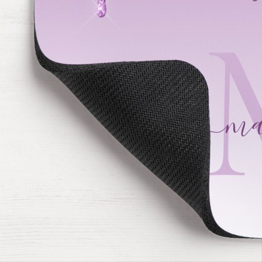 Glitzer Tropfen Lila Plum Sparkle Monogram Elegant Mousepad (Ecke)