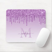 Glitzer Tropfen Lila Plum Sparkle Monogram Elegant Mousepad (Mit Mouse)