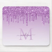 Glitzer Tropfen Lila Plum Sparkle Monogram Elegant Mousepad (Vorne)