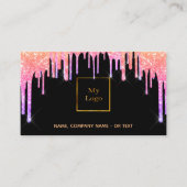 Glitzer-Tropfen mit QR-Code für lila Foto in Schwa Visitenkarte (Vorderseite)