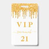 Glitzer Tropfen monogramm vip Ausweis (Vorderseite)